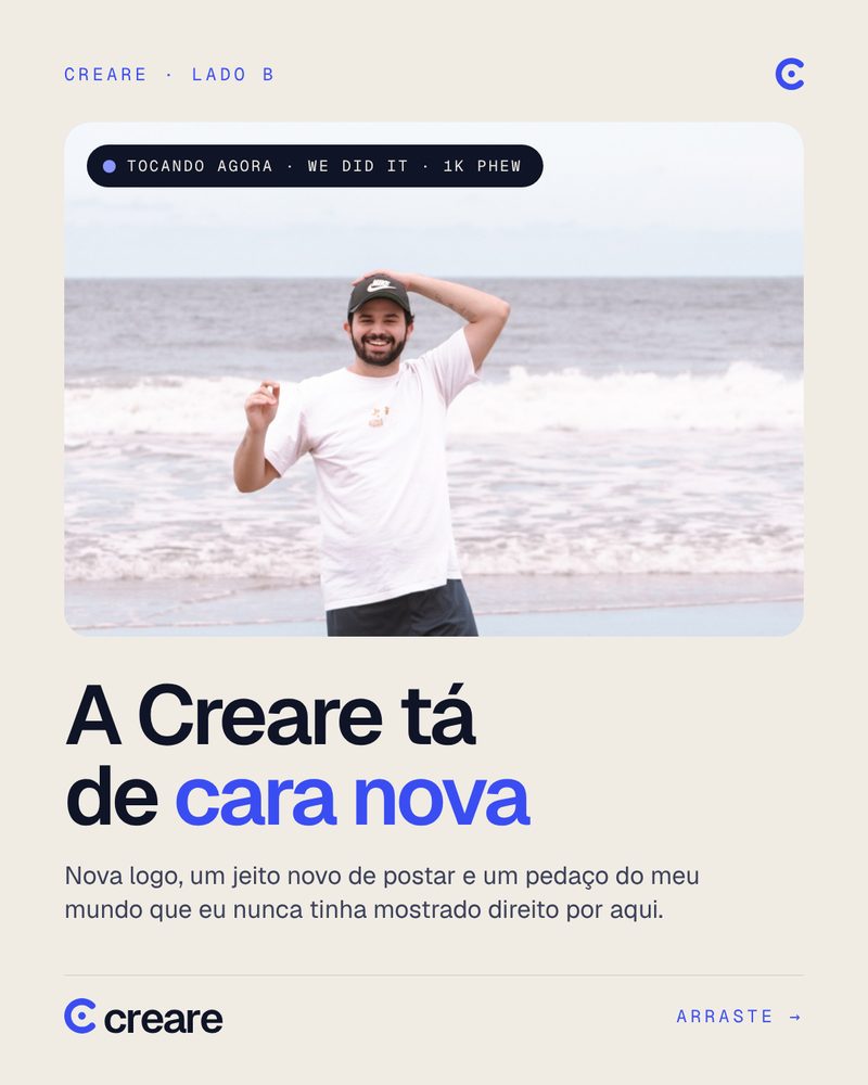 Capa do carrossel A Creare tá de cara nova